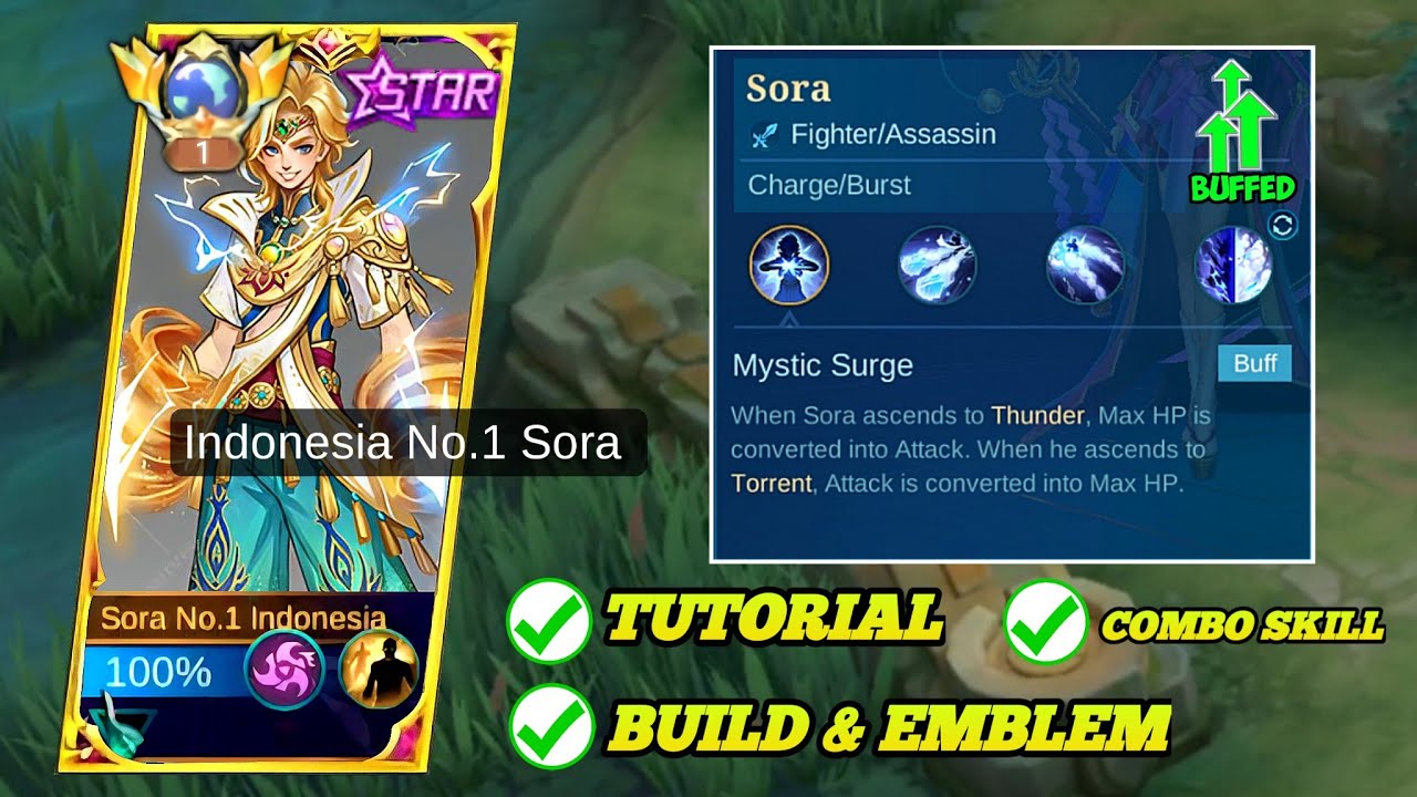 PRO SORA NO.1 INDONESIA TUTORIAL | SORA BEST BUILD & EMBLEM + SETTINGS | MLBB