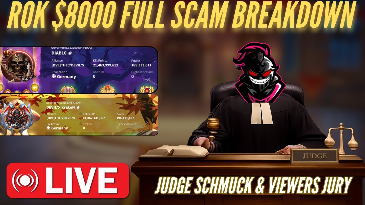 ROK FULL $8000 SCAM BREAK DOWN STREAM - JUDGE SCHMUCK - VIEWERS JURY