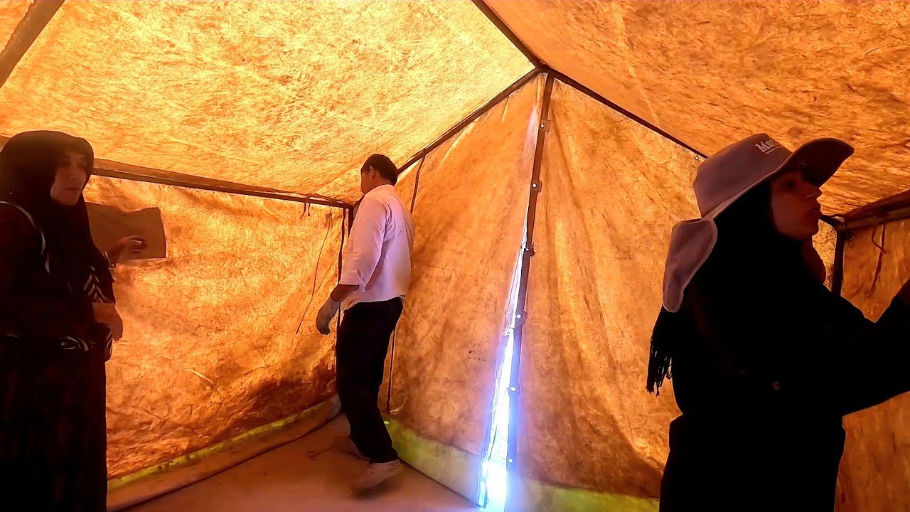 Bringing a friend's tent and erecting it and fixing the fence of the house