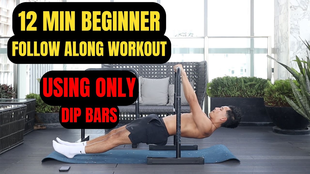 12 Min Follow Along Beginner Calisthenics Workout Using Dip Bars