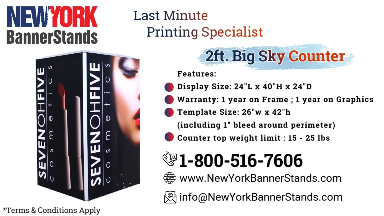 2ft. Big Sky Counter Display | New York Banner Stands | Last Minute Printing Specialist