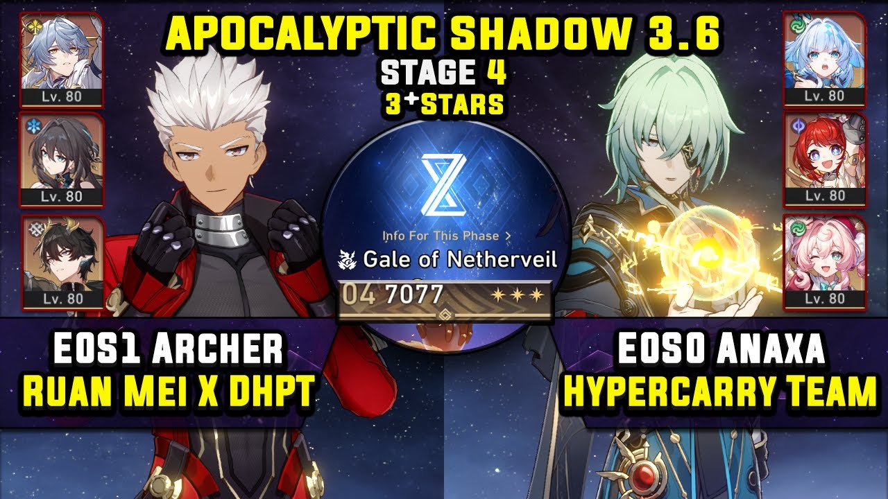 E0 Archer Carry с DHPT и E0 Anaxa Carry (3 звезды) Apocalyptic Shadow 4 Honkai Star Rail 3.6
