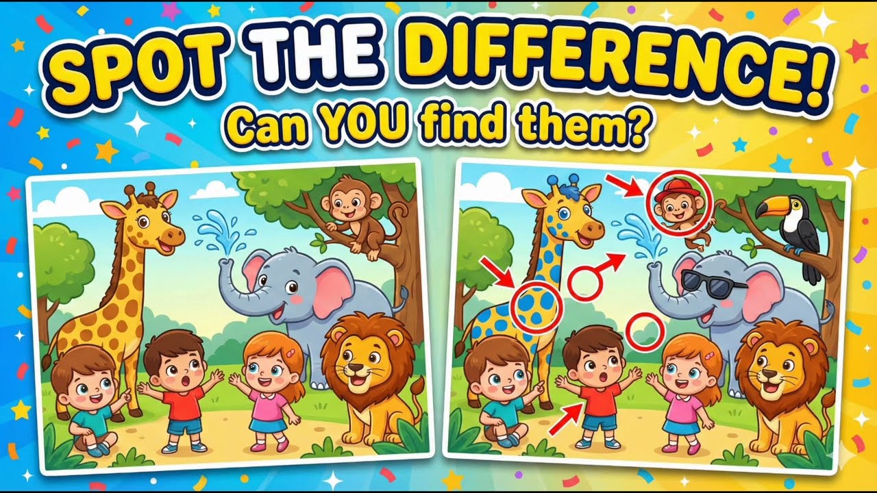 Spot the Difference for Kids 🧩 | Fun Brain Game with Relaxing Music 🎵@Tinymindsfunlearn