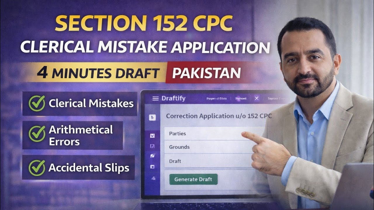 152 CPC Correction Application | Clerical & Arithmetical Mistake Draft | Draftify Legal Automation