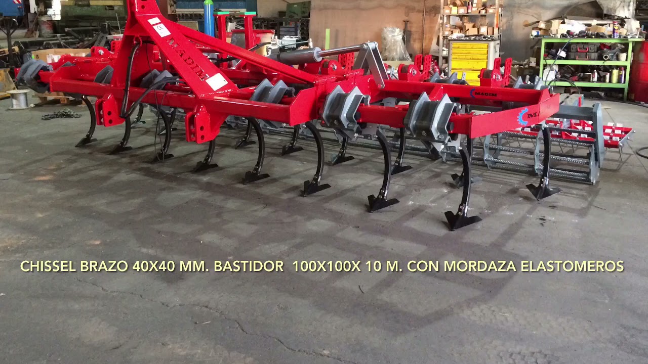 Chissel con mordaza de elastomeros MADIM, patentado. Brazo 40x40mm. montado en bastidor 100x100mm.