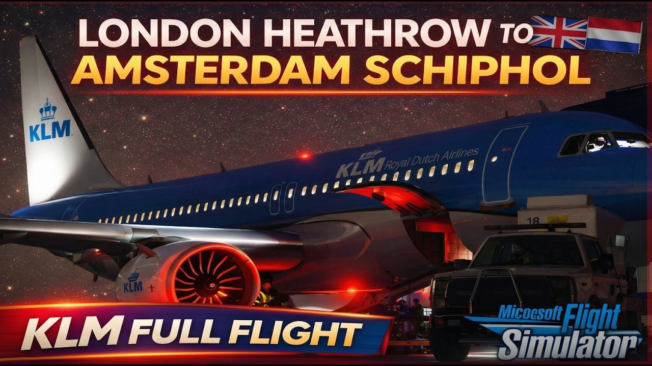 LONDON HEATHROW TO AMSTERDAM SCHIPHOL | KLM FULL FLIGHT 4K | MSFS 2020