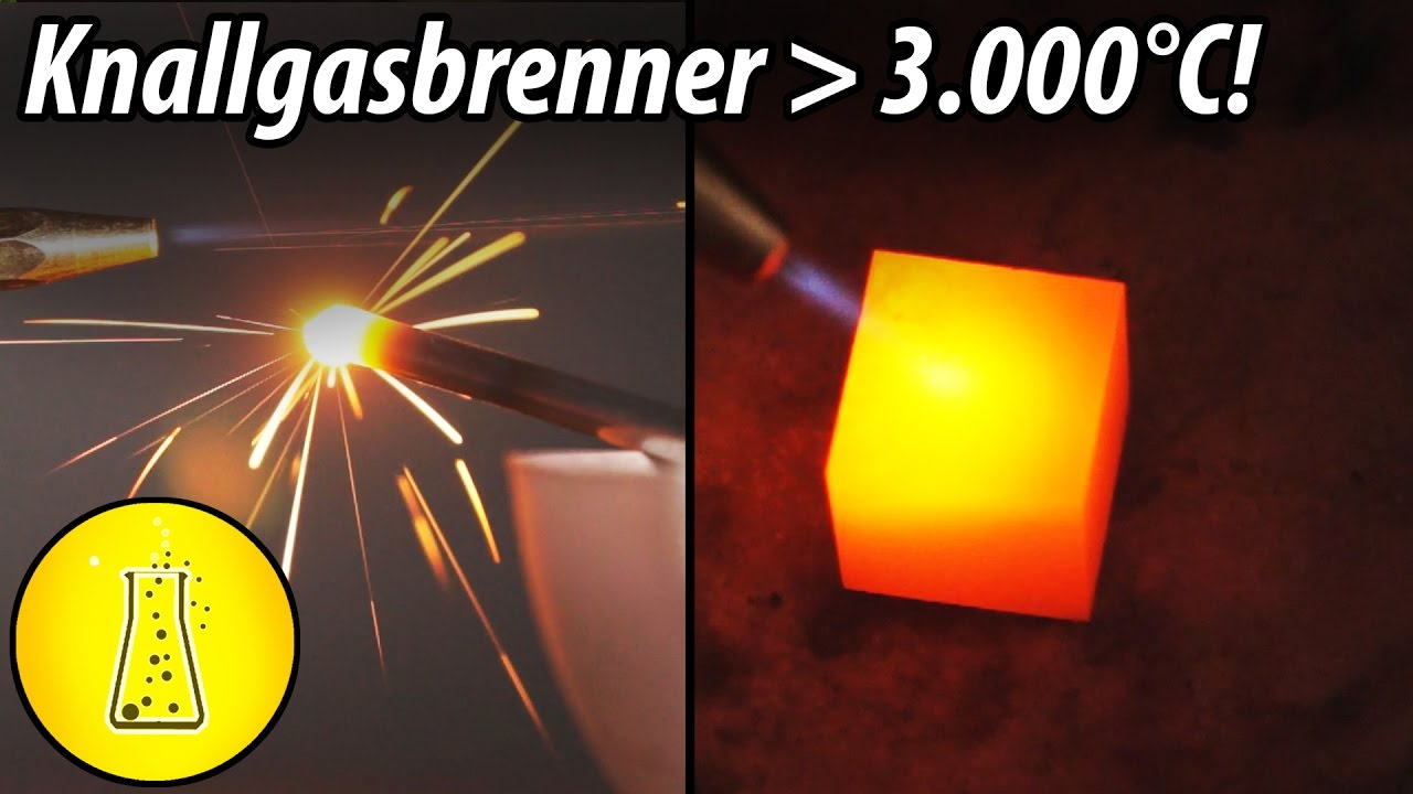3.000°C Gasflamme vs. Titanwürfel - Knallgasbrenner!