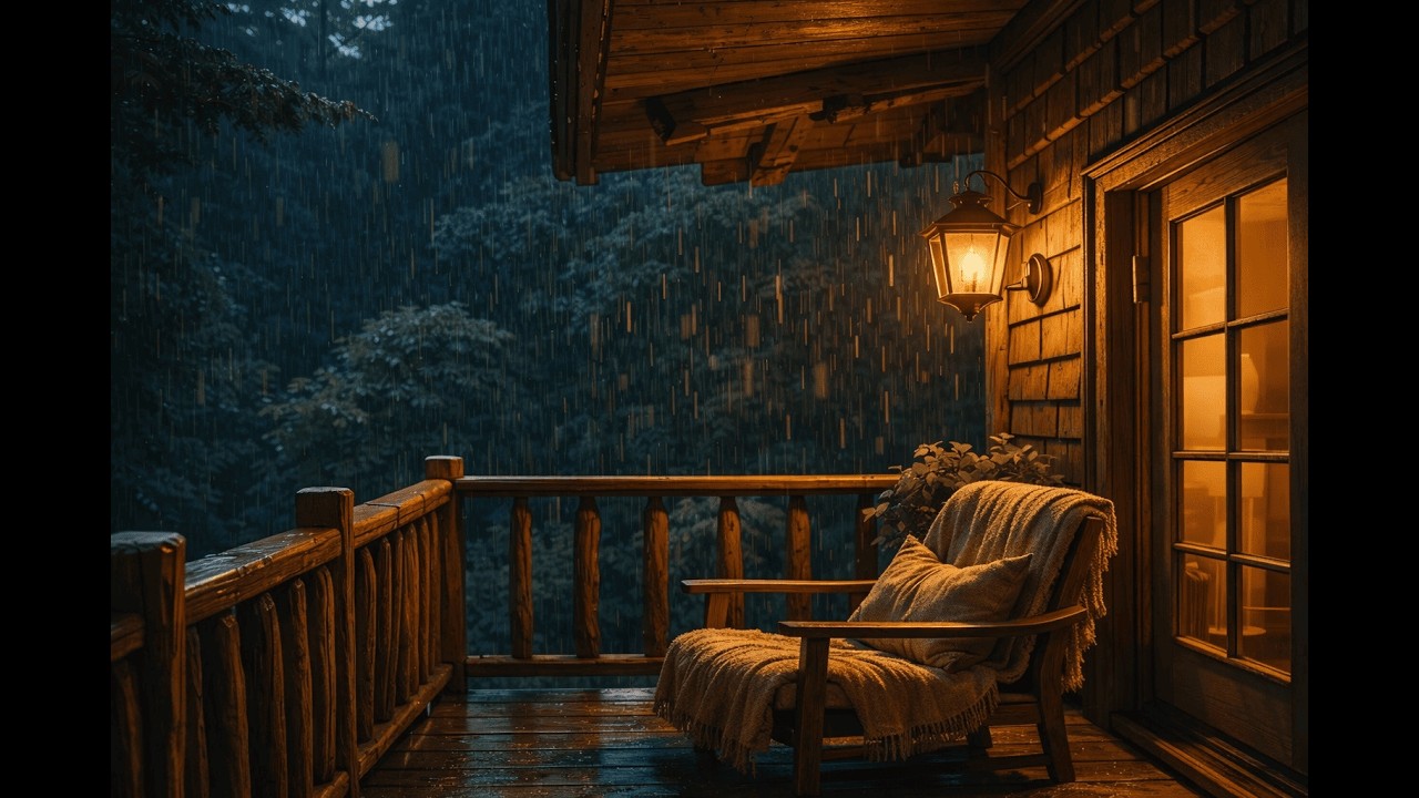 🔥 Gemütliche Hütte mit Dauerregen | 🌧️ Regengeräusche & Grillenzirpen