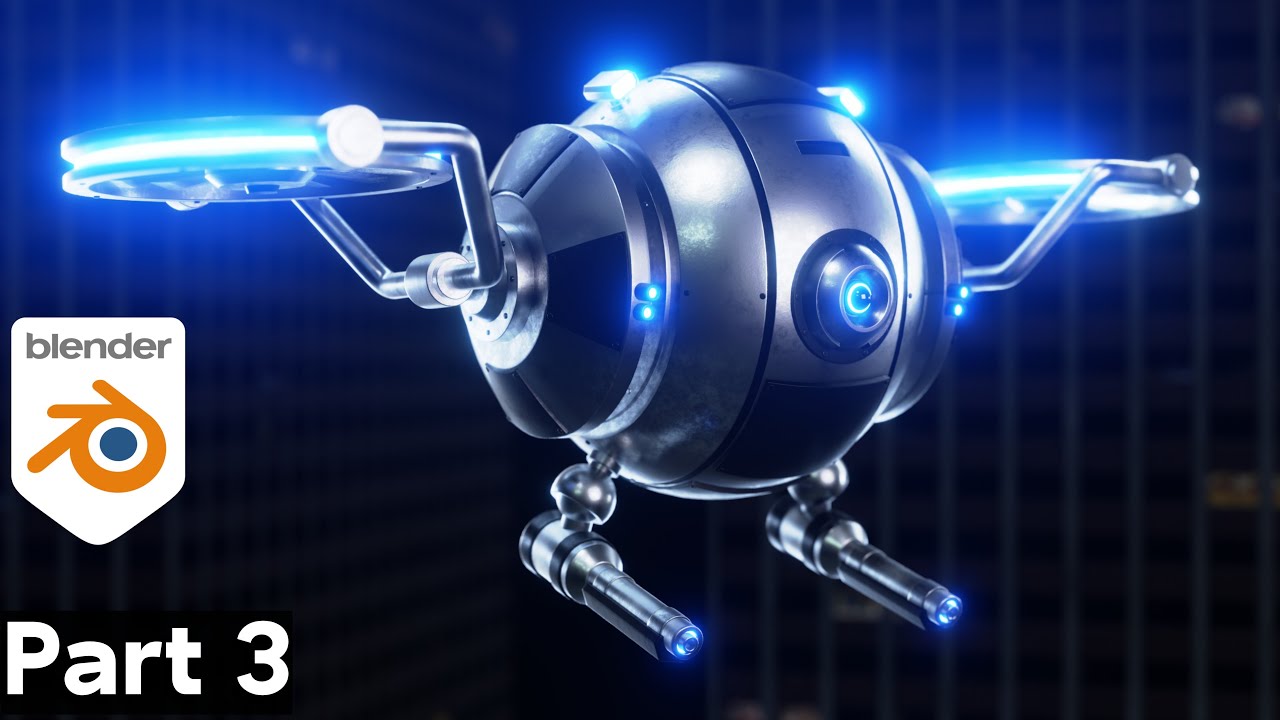 Sci-Fi Security Drone - Part 3 (Blender Tutorial)