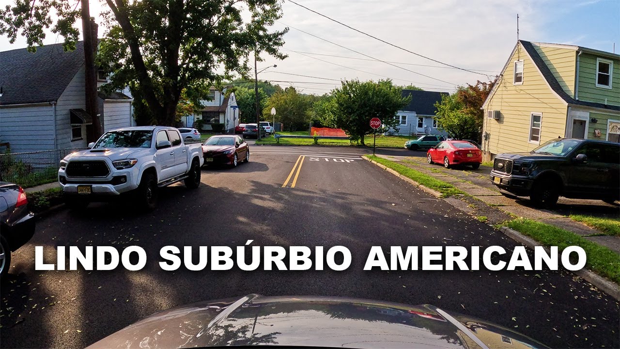 Dirigindo em uma cidade típica americana | Grama Verdinha em Lodi, New Jersey [CLASSE MÉDIA]