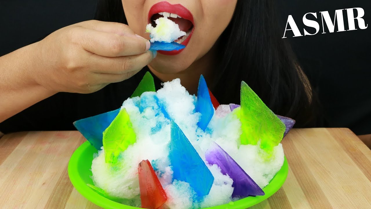 RAINBOW ICE CHIPS & POWDERY SNOW ~ ASMR (No Talking) Eat Life With Kimchi