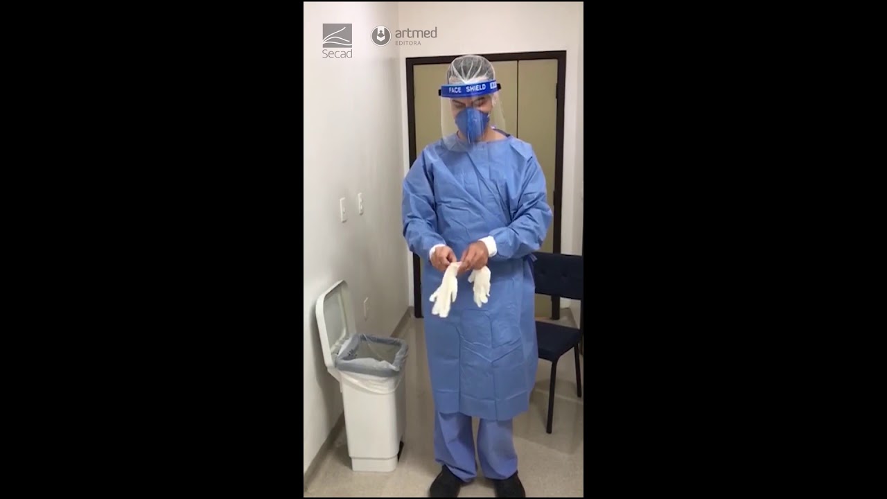Paramentação de avental e protetor facial para covid-19