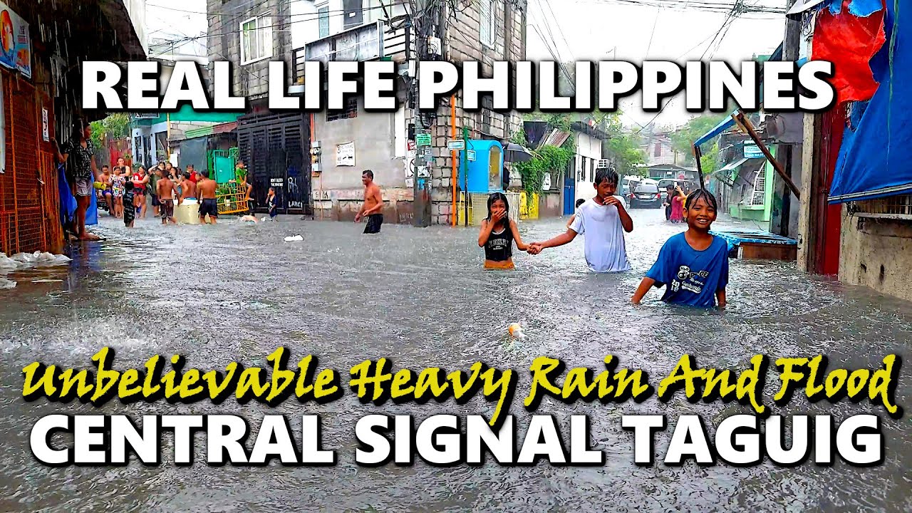 Heavy Rain and Flood in Central Signal Village Taguig [4K]