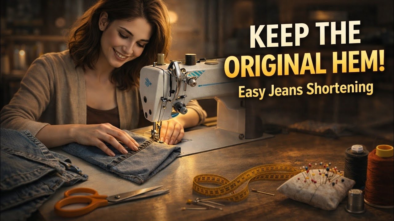 How to Hem Jeans and Keep the Original Hem | Step-by-Step Tutorial🪡🧵✂️👖