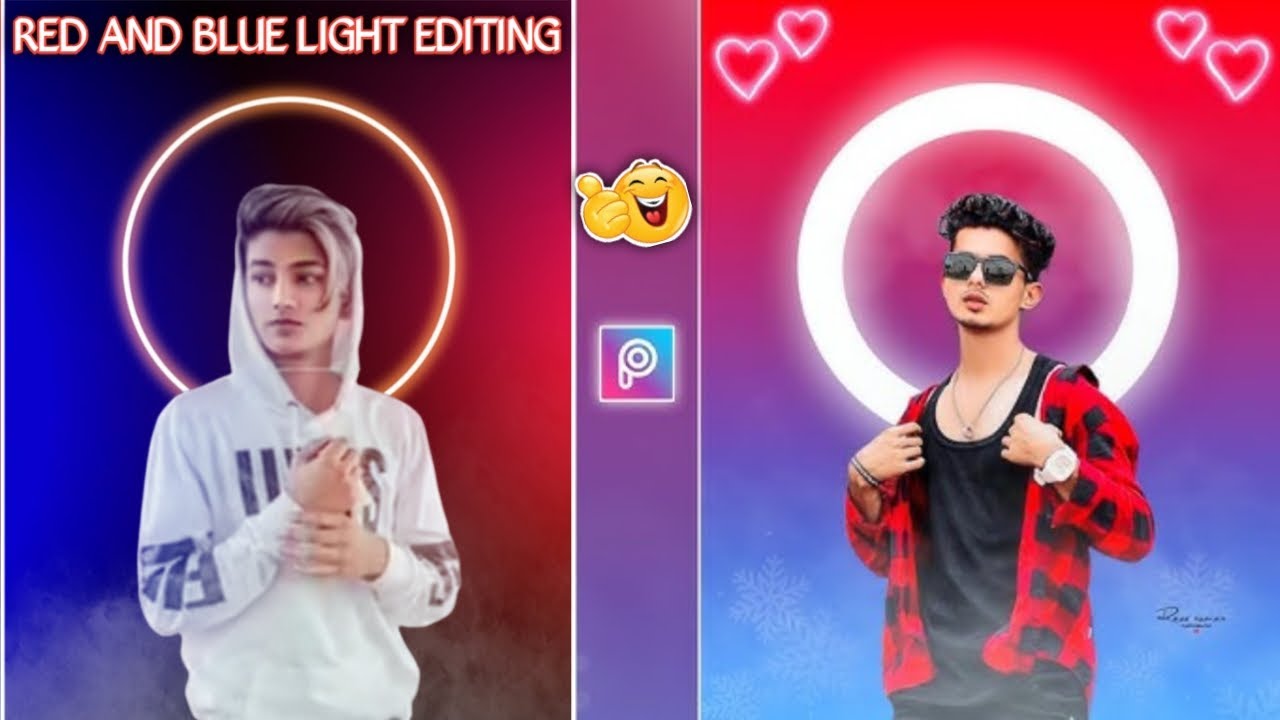 Blue And Red Light Photo Editing🤓(FEEMIEDITOR)|PICSART|Red And Blue Light Photo Editing Kaise Karen🤔