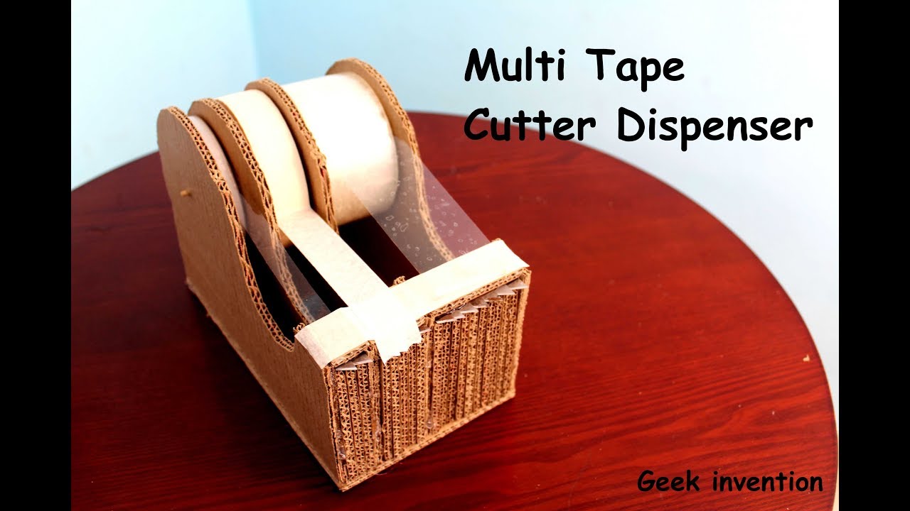 How to Make a Multi Tape Cutter Dispenser from Cardboard at Home - DIY Tape Dispenser for School