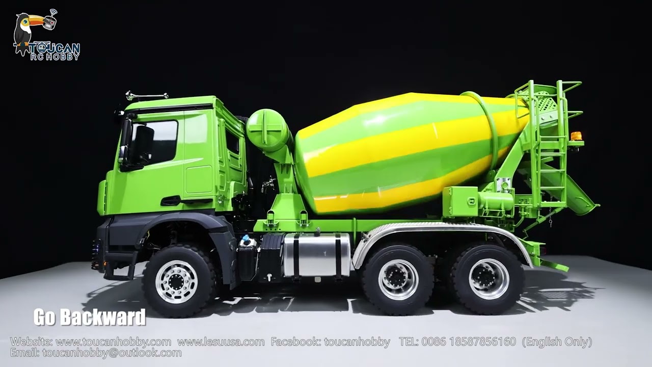 The LESU 1/14 6*6 RC mixer truck with green and yellow color ,2-speed gearbox  #rc #rctruck #model