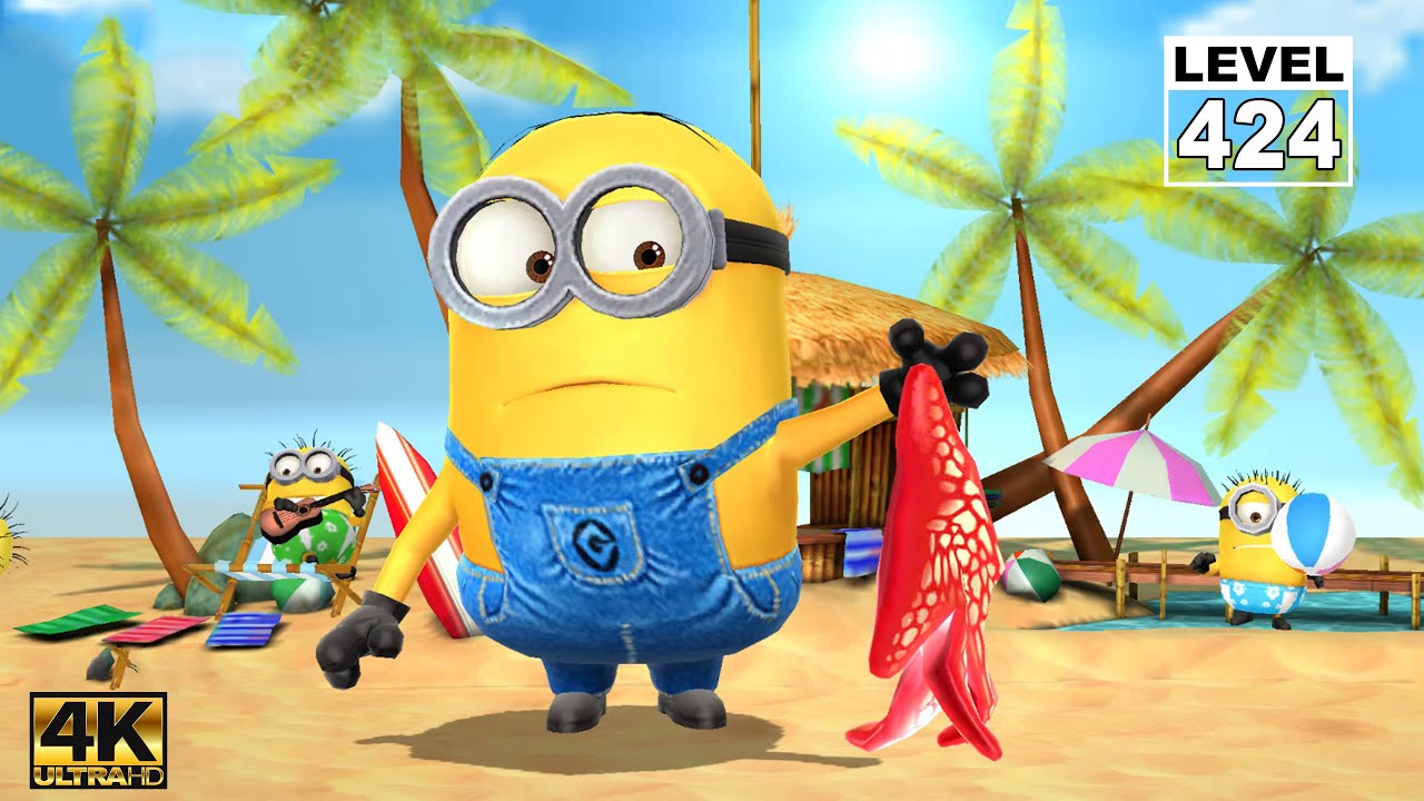 Minion Rush Starfish Minion slide under obstacles 75 times at Minion Beach | Ep.274 Lv.424 | UHD 4K