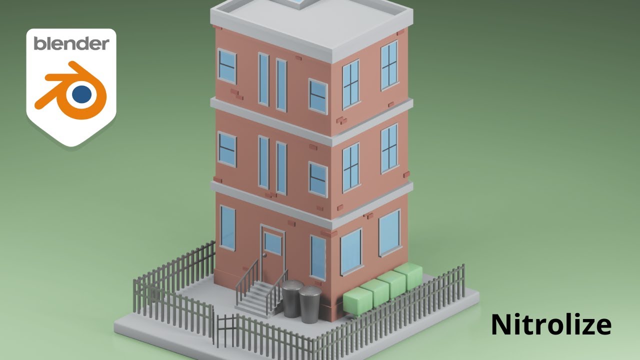 Isometric Building Scene -Blender 2.90-Timelapse
