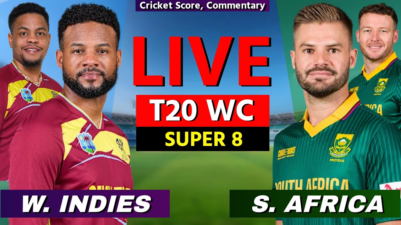 🔴 Live: SA vs WI, T20 World Cup 2026, Live Cricket Match Today, South Africa vs West indies, Super 8