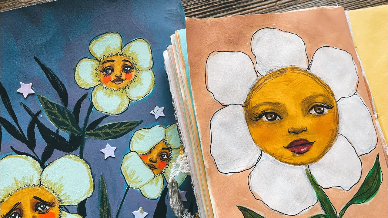 How To Draw Faces For Beginners - Acrylic Painting - Flower Face