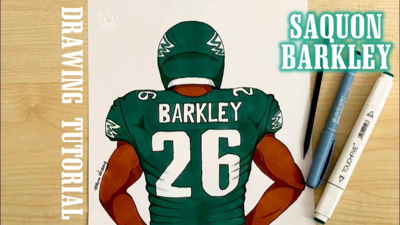 How to draw NFL players of Philadelphia Eagles / Saquon Barkley drawing / Super Bowl LIX