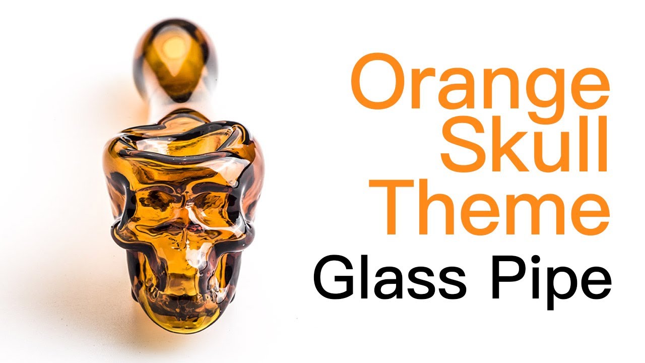 Orange Skull Theme Glass Pipe | PuffingBird.com