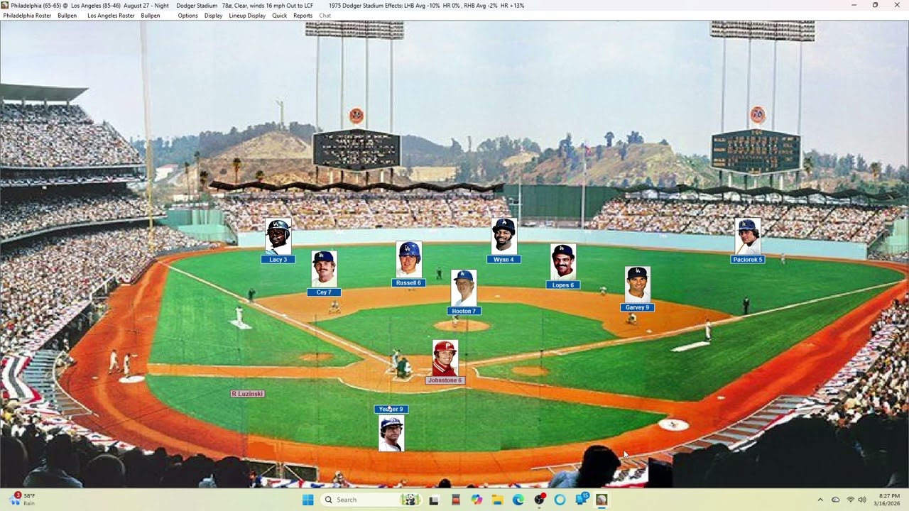 Action PC Baseball 8-27-75 Philadelphia at Los Angeles