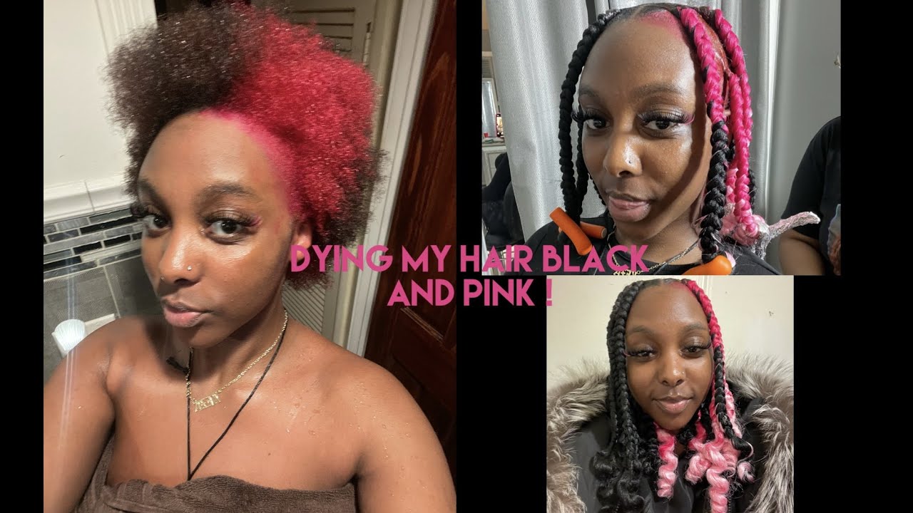 DYING MY HAIR BLACK AND PINK (NO BLEACH)