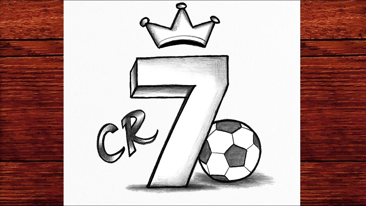 How to Draw CR7 Number 7 in 3D | Easy Cristiano Ronaldo Drawing Tutorial