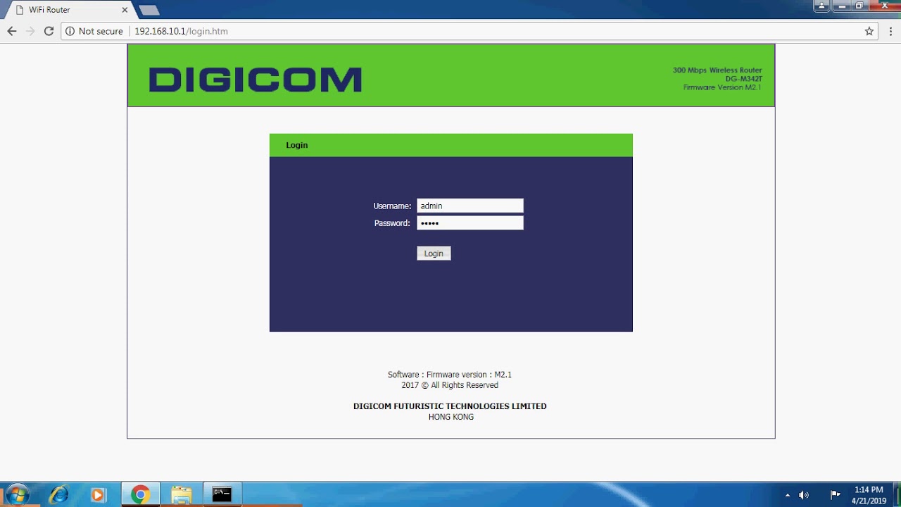 How to Digicom Router Password change ?