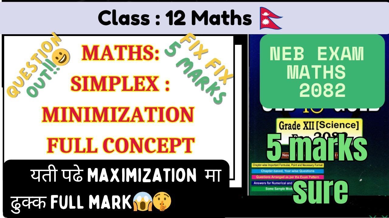 Class 12 Maths | Simplex Method Minimization | Fix 5 Marks NEB Question | One Shot Solution