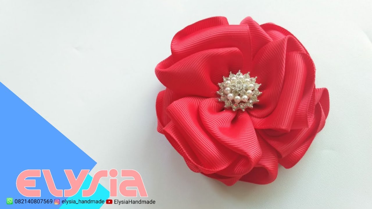 Flor Elegante Fita de Gorgorão 🎀 Elegant Flower Grosgrain Ribbon 🎀 DIY by Elysia Handmade