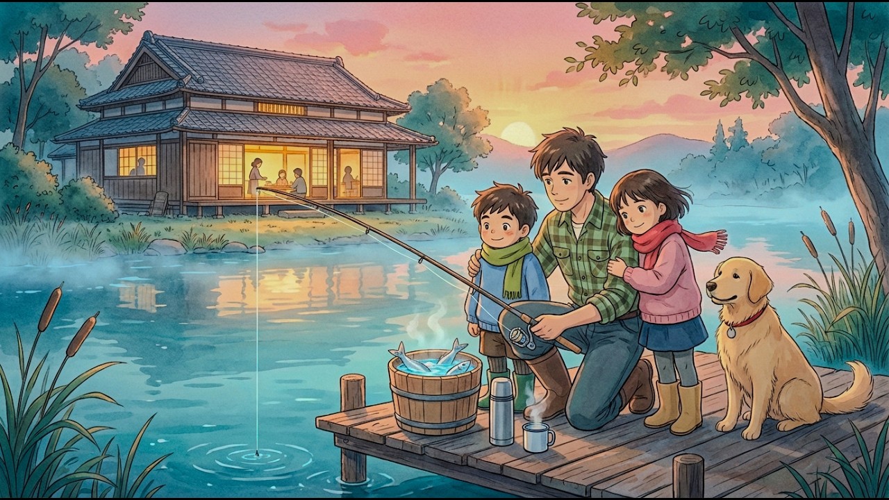 A Peaceful Morning at the Misty Riverside House – Fishing, Cooking & Gentle Ghibli Style ASMR