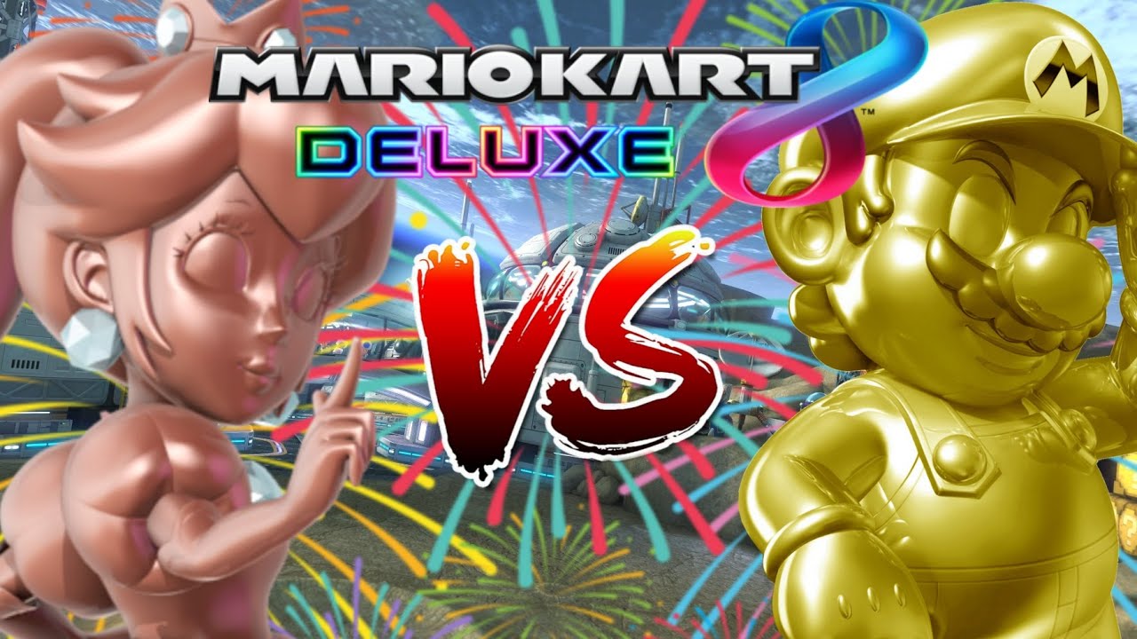 Mario Kart 8 Deluxe Pink Gold Peach VS Gold Mario ( Happy New Year )