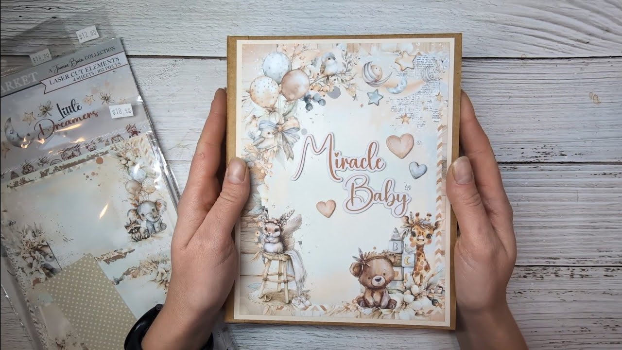 Cutest baby mini album using 49 and market paper walk through #minialbum #49andmarket  #scrapbooking