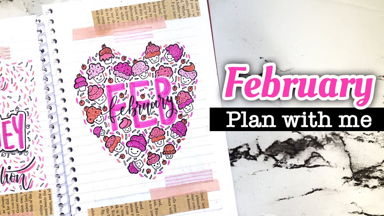 Bullet Journal February 2022 | Bullet Journal Setup | Cute Pink Cupcakes Theme