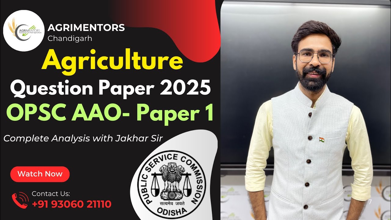 OPSC AAO (Agriculture Officer) 2025 Paper 1 Full Analysis Discussion with Authentic Sources #AAO