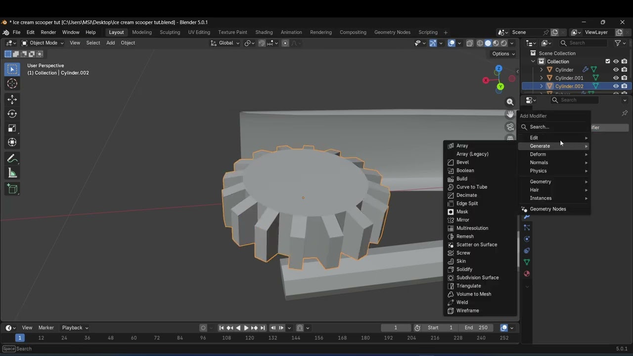 Create gear in blender3d (Timelapse)