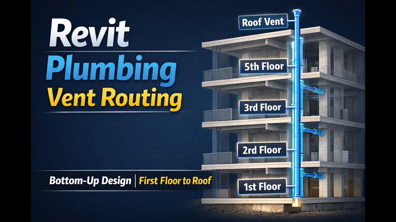 Revit Plumbing Vent Design Tutorial | Bottom-Up Vent Routing from First Floor to Roof