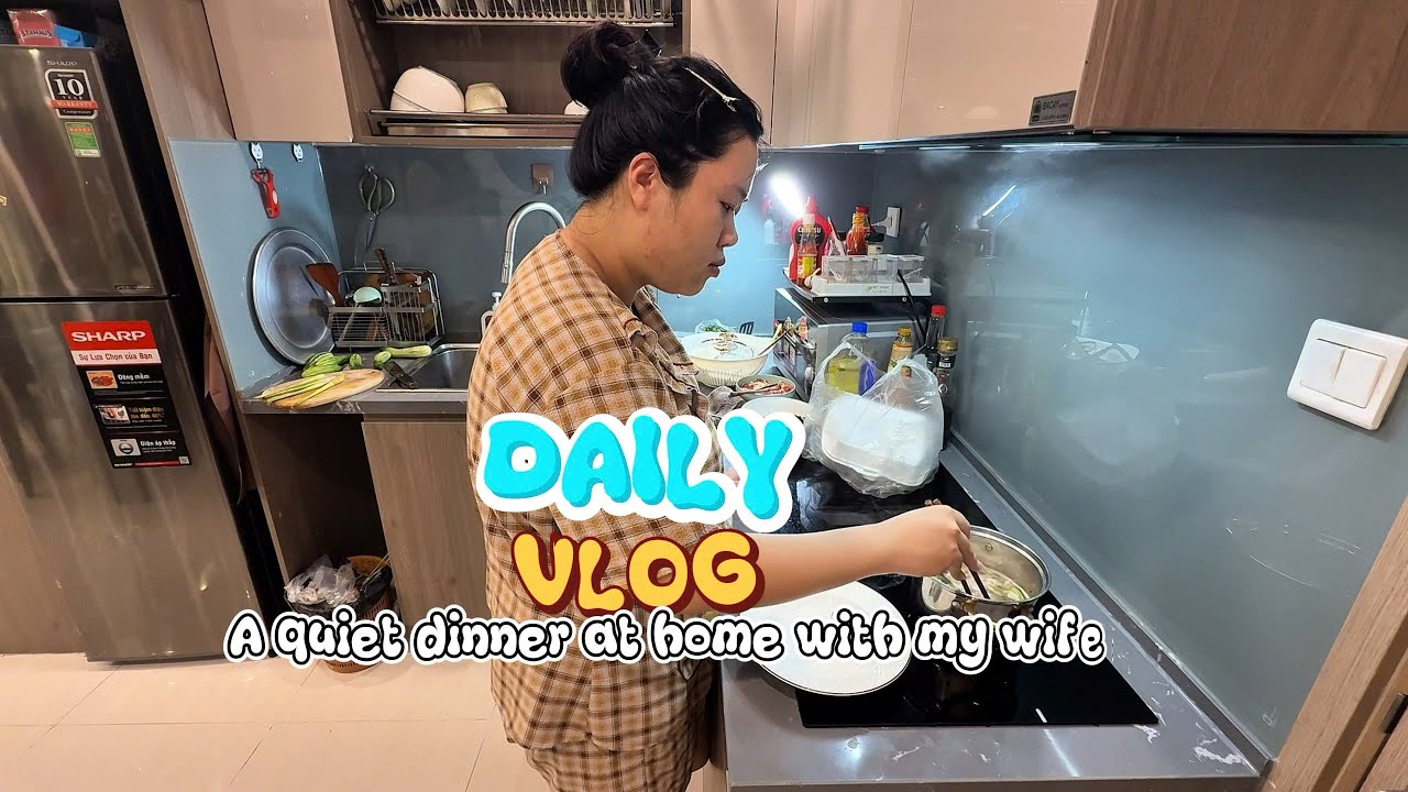A quiet dinner at home with my wife