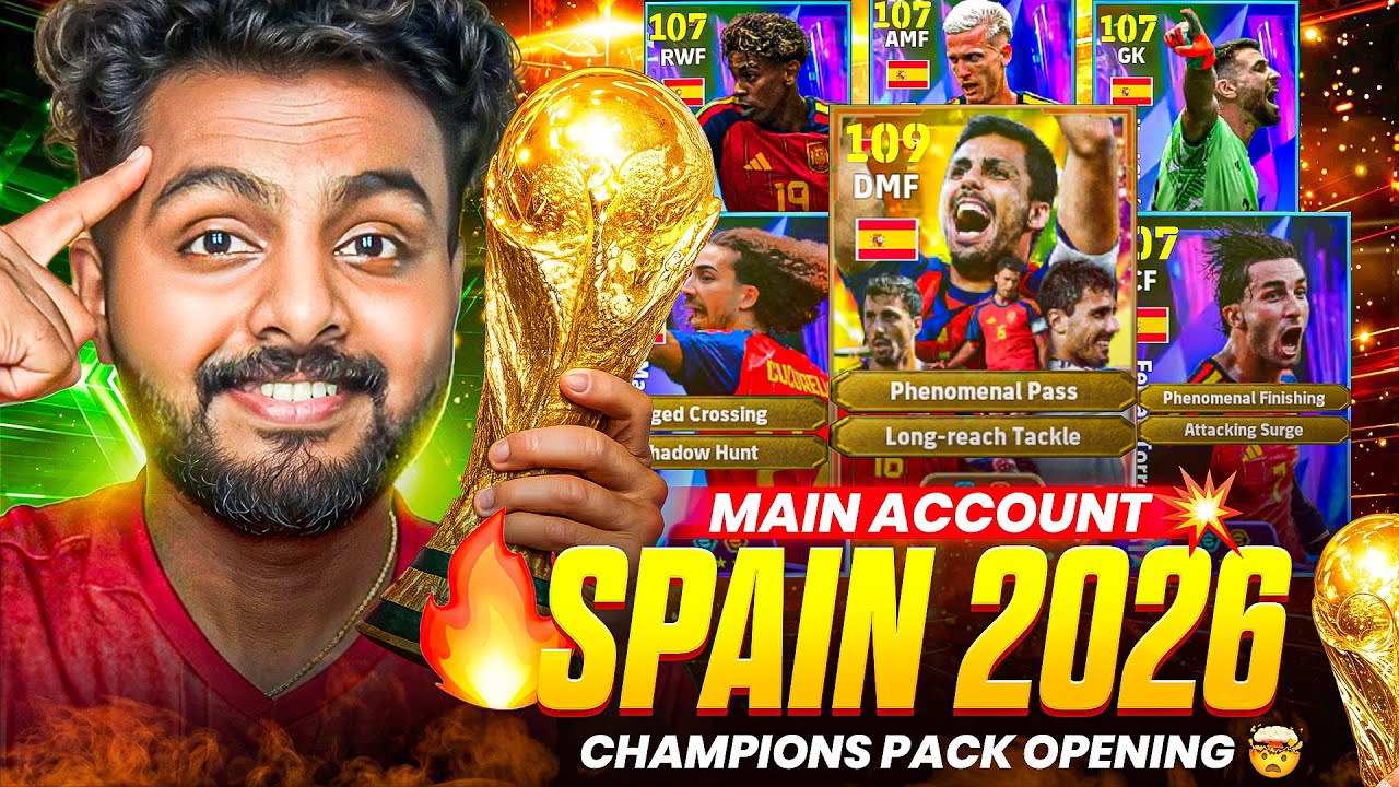 OMG😱 FREE SPIN SHOWTIME in MAIN ID😍🔥 But, I&rsquo;M GREEDY🤡 SPAIN 2026 PACK🏆 BIG TIME RODRI + YAMAL + OLMO