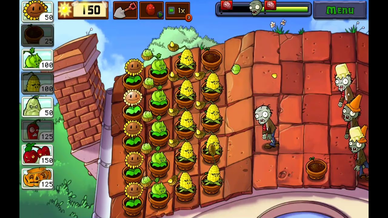 Plants vs Zombies (Roof) Level 8