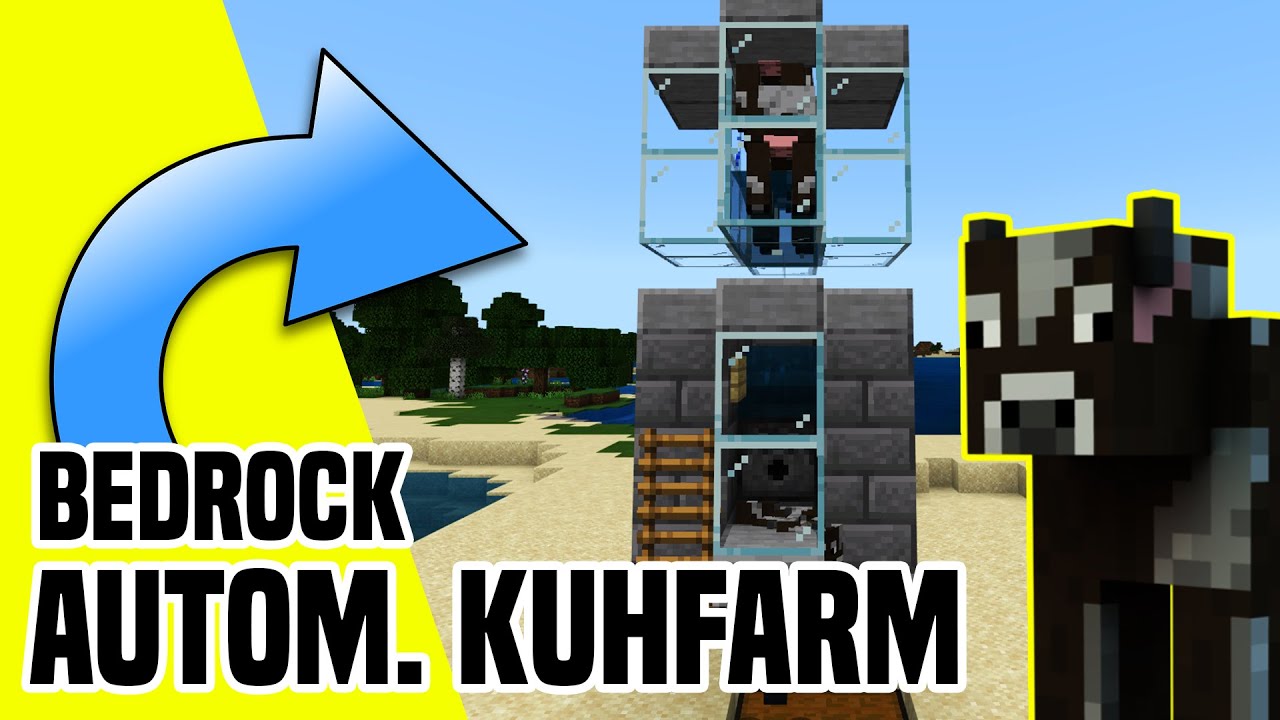 Minecraft Bedrock Kuhfarm | wie baut man eine automatische Kuhfarm in Minecraft