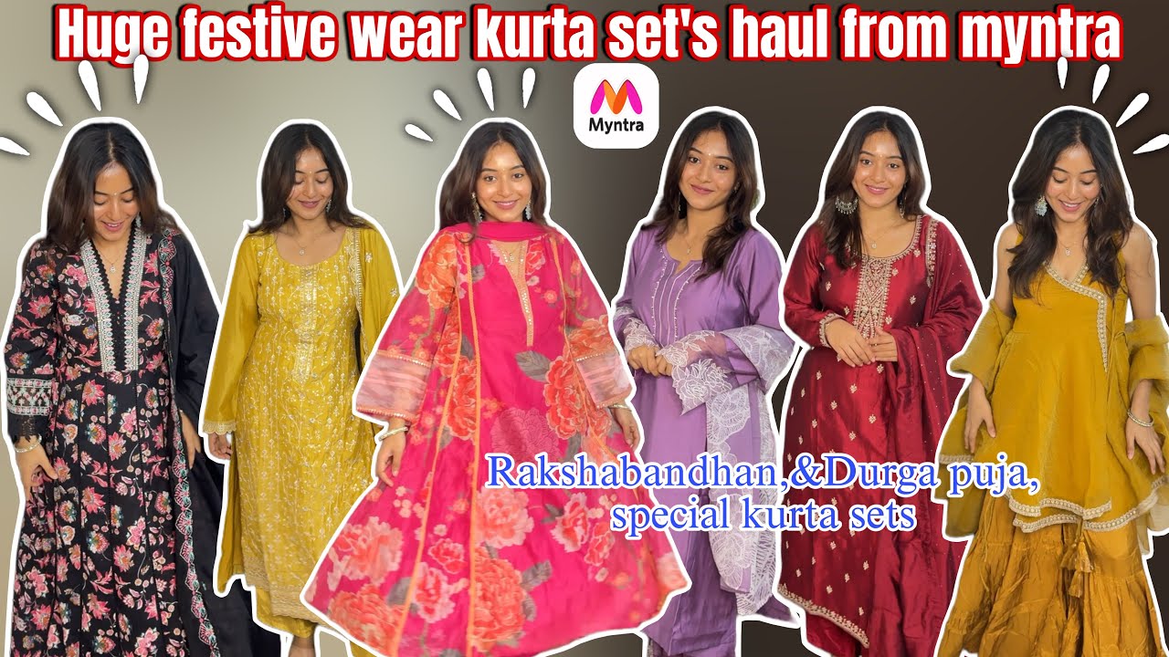 *HUGE FESTIVE WEAR KURTA SET HAUL* durga puja & rakhi special kurta set haul with dupatta/ sale haul