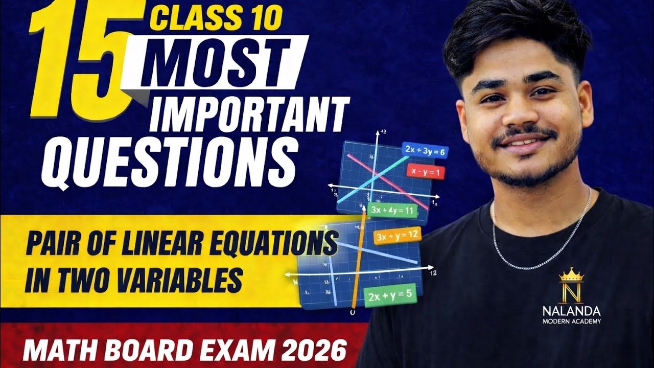 Class 10 Maths Chapter 3 | Pair of Linear Equations | Board Exam 2026 | Important Questions