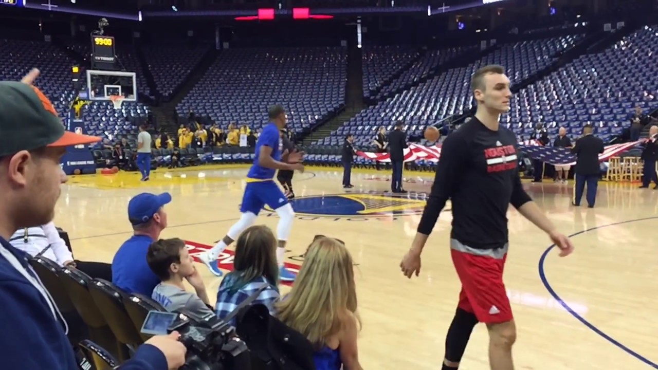 Entire Kevin Durant pregame shooting routine with Bruce Fraser, Warriors (61-14) vs Rockets, Oracle