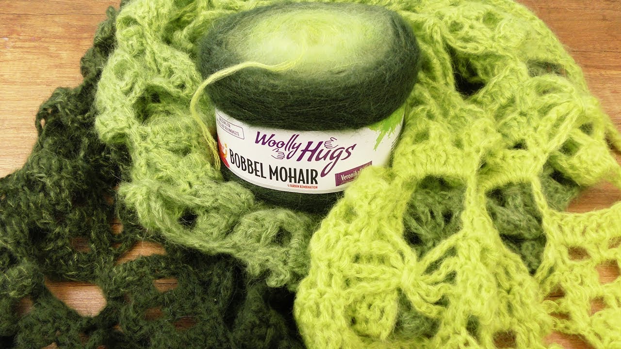 Stola Netzwerk Häklen | Woolly Hugs Mohair Booble Schal | Super Kuschlig mit tollem Muster
