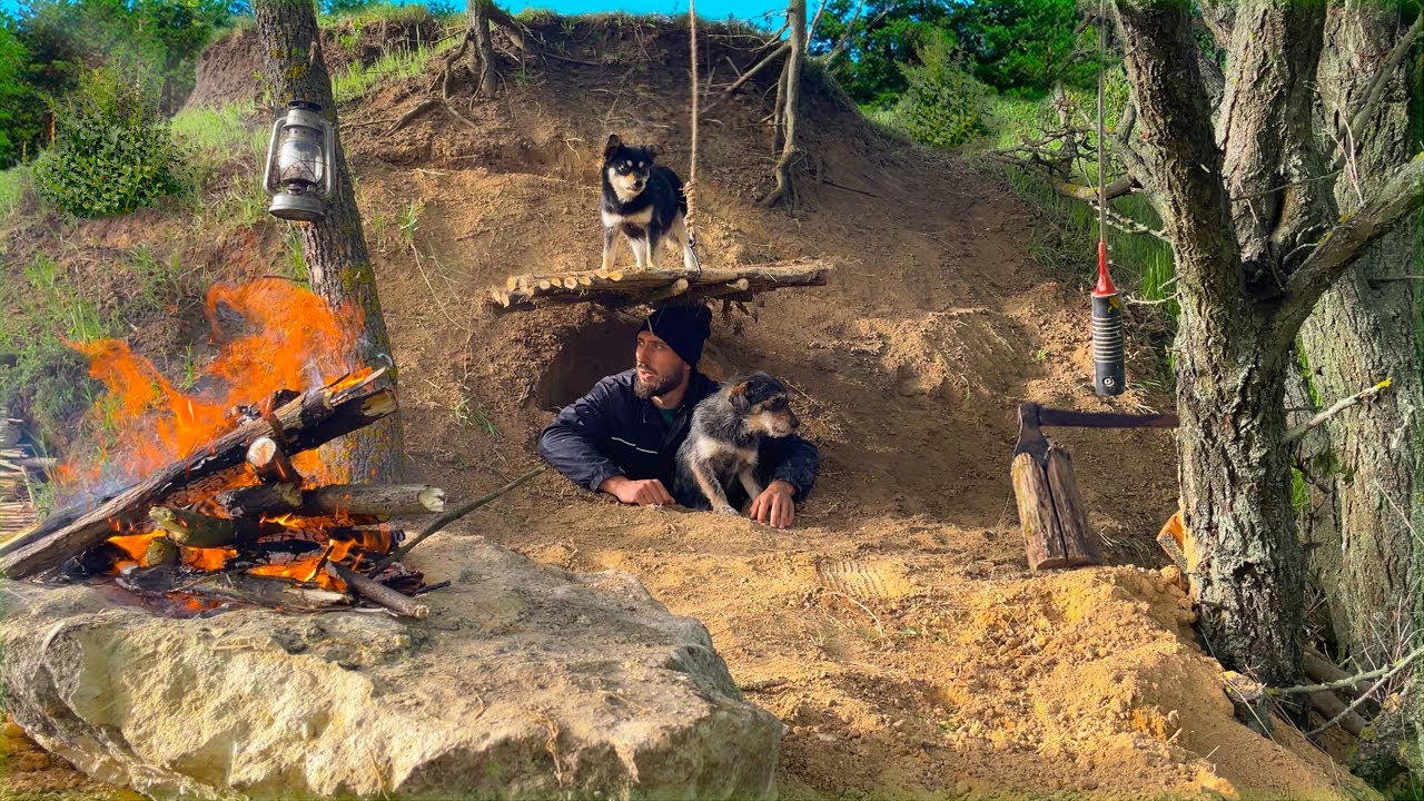 Building a secret exit in a secret dugout | Survival Skills