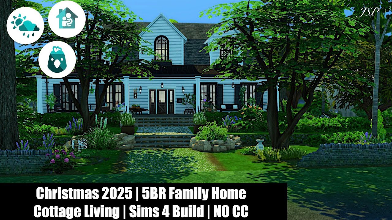 Christmas 2025 5BR Family Home | Cottage Living | Sims 4 Build | NO CC